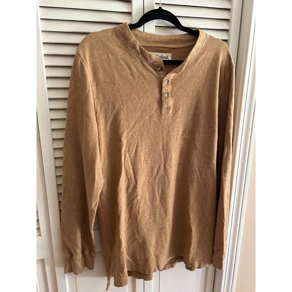 Mollusk Henley Sweater Long Sleeve Men's Size XL Mustard Hemp Blend